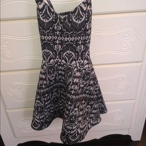 black and white patterned formal dress